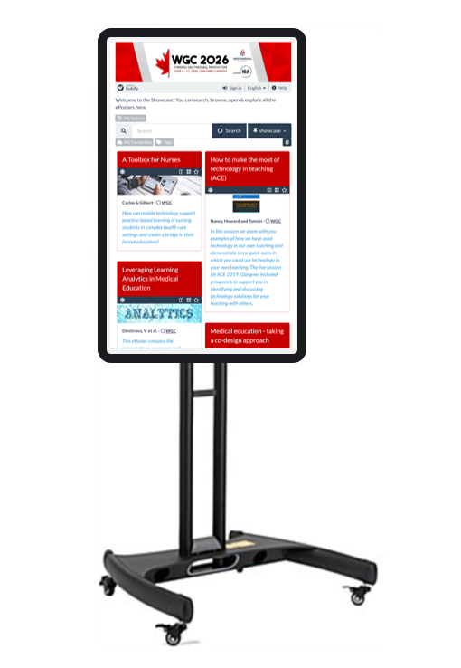 Image showing how one of the onsite ePoster screens will appear connected to the ePoster showcase. 